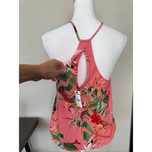 NWT Express Coral Floral Tropical Halter Top Medium - Picture 2 of 7